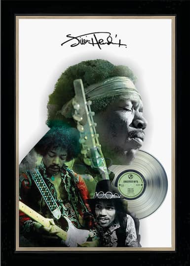 Jimi Hendrix Framed Double Exposure With Platinum LP 27.5" x 39.5"